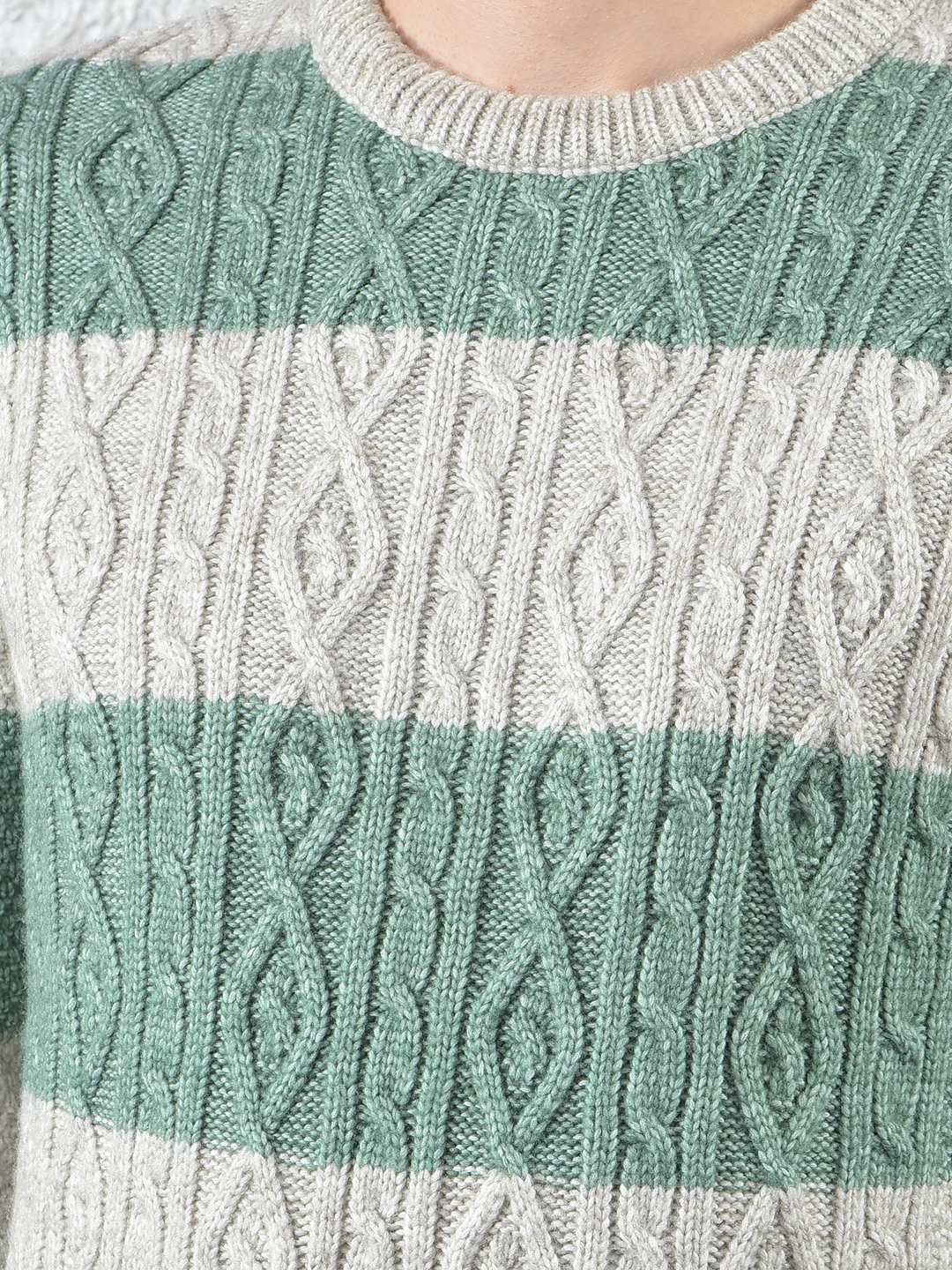 Numero Uno Men Grey Argyl Round Neck Flat Knitted Sweater